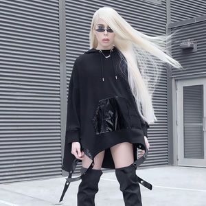 Brand New megumi loose asymmetrical hooded sweatshirt dress